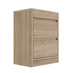 Table de chevet intelligente en chêne clair avec tiroir caché, rabat supérieur - porte avec serrure NFC et tiroir inférieur à ouverture-pression, table d'appoint pour chambre et salon