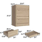 Table de chevet intelligente en chêne clair avec tiroir caché, rabat supérieur - porte avec serrure NFC et tiroir inférieur à ouverture-pression, table d'appoint pour chambre et salon