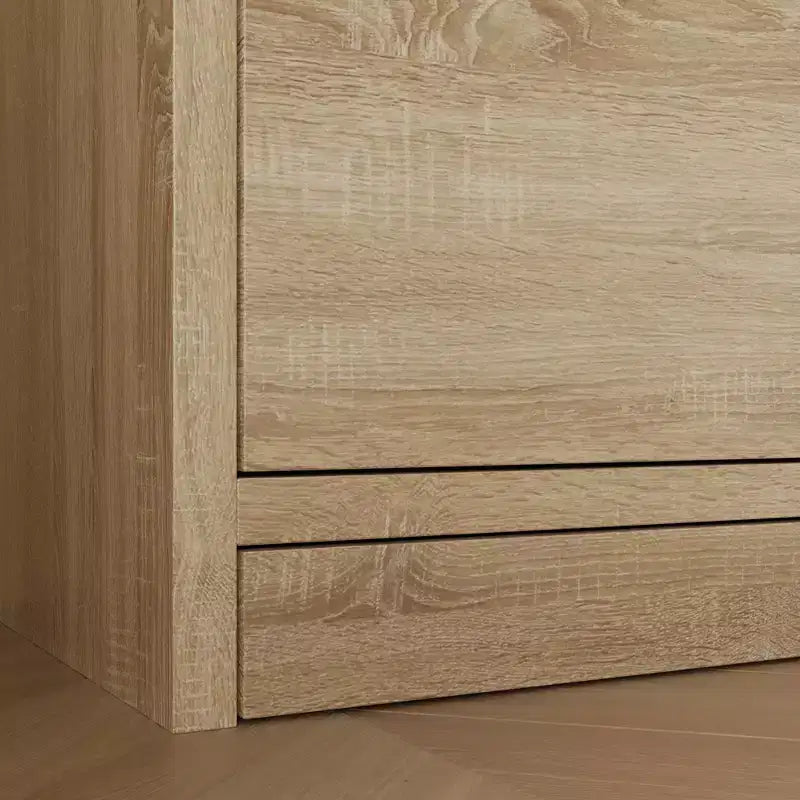 Smart Light Oak Nightstand with Hidden Drawer, Top Flip - Door with NFC Lock & Bottom Kick Drawer,Side Table for Bedroom & Living Room