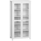 63 Kitchen Pantry Cabinet, Freestanding Storage Cabinet, Display Cabinet with 2 Glass Door and 2 Adjustable Shelves for Dining Room
