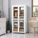 Meuble de cuisine, Armoire de rangement autonome, Vitrine avec 2 portes vitrées et 2 étagères réglables pour salle à manger