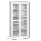 Meuble de cuisine, Armoire de rangement autonome, Vitrine avec 2 portes vitrées et 2 étagères réglables pour salle à manger