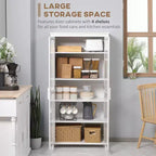 Meuble de cuisine, Armoire de rangement autonome, Vitrine avec 2 portes vitrées et 2 étagères réglables pour salle à manger