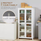 Meuble de cuisine, Armoire de rangement autonome, Vitrine avec 2 portes vitrées et 2 étagères réglables pour salle à manger