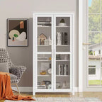Meuble de cuisine, Armoire de rangement autonome, Vitrine avec 2 portes vitrées et 2 étagères réglables pour salle à manger