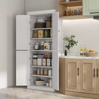 Meuble de cuisine, meuble de rangement de garde-manger avec portes et étagères, meuble de garde-manger autoportant en grain de bois