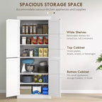 Meuble de cuisine, meuble de rangement de garde-manger avec portes et étagères, meuble de garde-manger autoportant en grain de bois