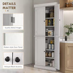 Meuble de cuisine, meuble de rangement de garde-manger avec portes et étagères, meuble de garde-manger autoportant en grain de bois