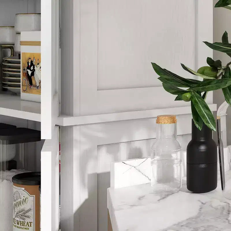 Kitchen Cabinet, Pantry Storage Cabinet with Doors and Shelves, Freestanding Food Pantry Cabinet Wood Grain