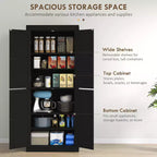 Meuble de cuisine, meuble de rangement de garde-manger avec portes et étagères, meuble de garde-manger autoportant en grain de bois