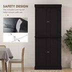 Meuble de cuisine, meuble de rangement de garde-manger avec portes et étagères, meuble de garde-manger autoportant en grain de bois