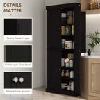 Meuble de cuisine, meuble de rangement de garde-manger avec portes et étagères, meuble de garde-manger autoportant en grain de bois