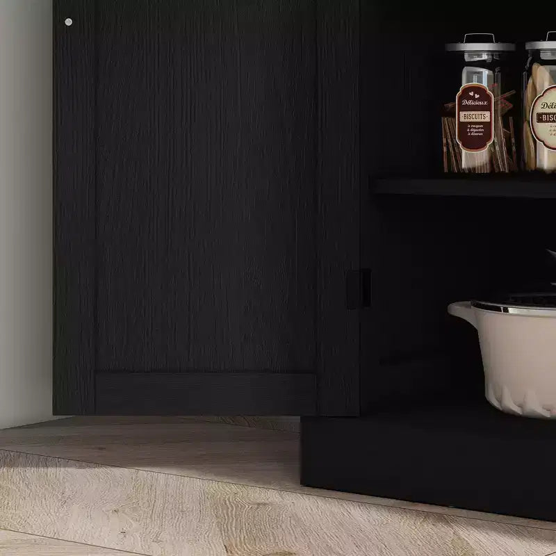 Kitchen Cabinet, Pantry Storage Cabinet with Doors and Shelves, Freestanding Food Pantry Cabinet Wood Grain