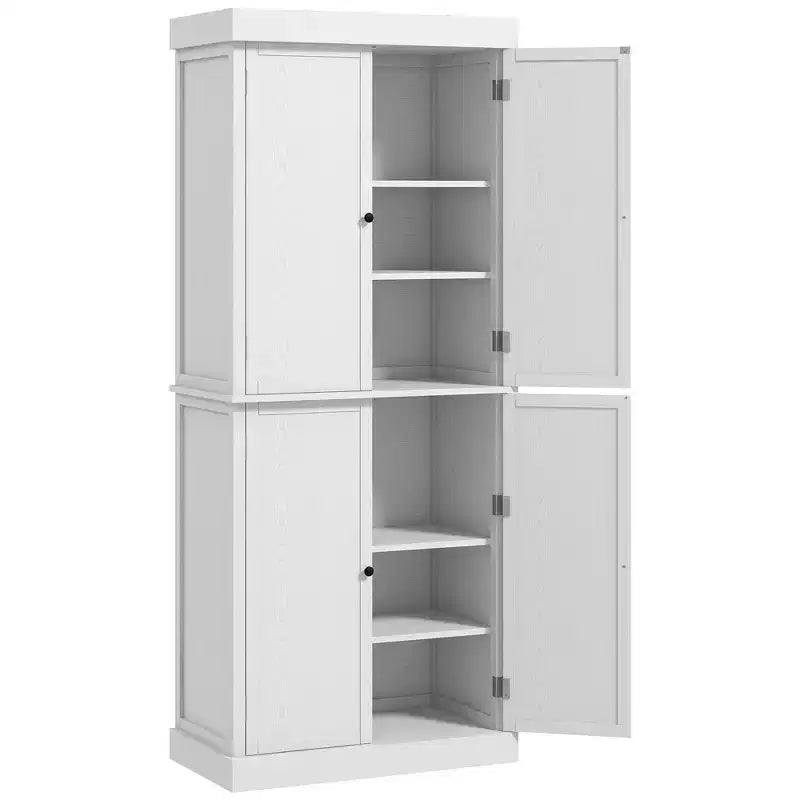 Kitchen Cabinet, Pantry Storage Cabinet with Doors and Shelves, Freestanding Food Pantry Cabinet Wood Grain