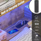 Lit de coin gigogne/double pour enfants avec bibliothèque de rangement et éclairage LED, lit plate-forme moderne avec bibliothèque, pas besoin de sommier.