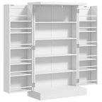 Meuble de cuisine autoportant, Armoire de rangement de cuisine avec étagère à 5 niveaux, 12 casiers à épices, Étagères réglables