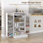 Meuble de cuisine autoportant, Armoire de rangement de cuisine avec étagère à 5 niveaux, 12 casiers à épices, Étagères réglables