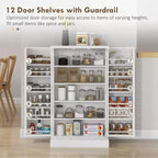Meuble de cuisine autoportant, Armoire de rangement de cuisine avec étagère à 5 niveaux, 12 casiers à épices, Étagères réglables