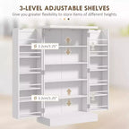 Meuble de cuisine autoportant, Armoire de rangement de cuisine avec étagère à 5 niveaux, 12 casiers à épices, Étagères réglables