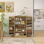 Meuble de cuisine autoportant, Armoire de rangement de cuisine avec étagère à 5 niveaux, 12 casiers à épices, Étagères réglables