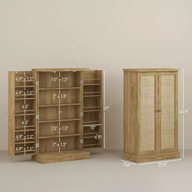 Freestanding Kitchen Pantry, Kitchen Storage Cabinet with 5-Tier Shelf, 12 Spice Racks, Adjustable Shelves