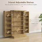 Meuble de cuisine autoportant, Armoire de rangement de cuisine avec étagère à 5 niveaux, 12 casiers à épices, Étagères réglables