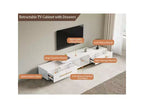 Meuble TV extensible pour téléviseurs jusqu'à 100", console média moderne du milieu du siècle avec finition noyer, base en acier inoxydable pour salon
