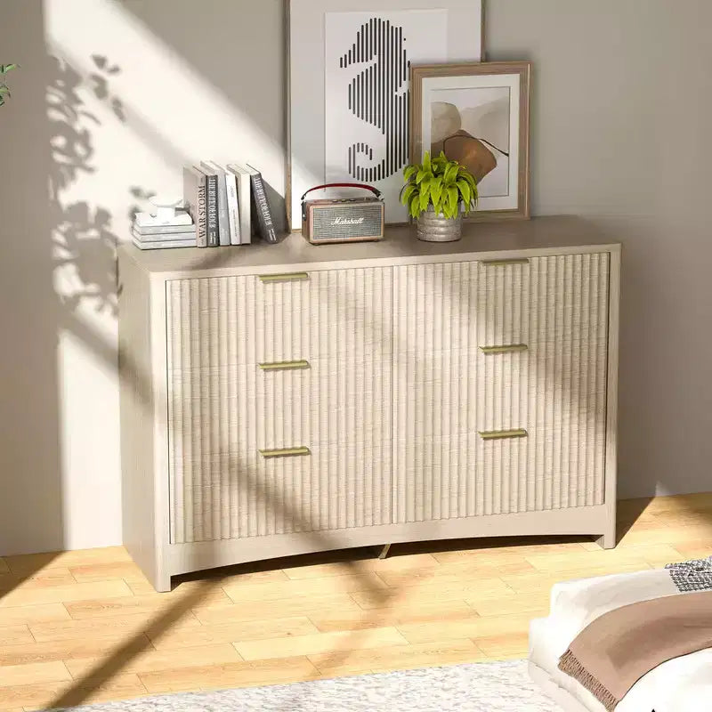 Drawer Wooden Dresser, Modern Storage Solution for Bedrooms, Living Rooms, and Hallways, Featuring Large Capacity and an Elegant Natural Wood Finish
