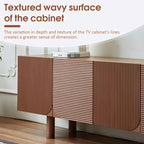 Meuble TV média Mid-Century Modern Threaded, pour téléviseurs jusqu'à 80 pouces, avec portes à panneaux encastrés et 4 placards de rangement, Noyer