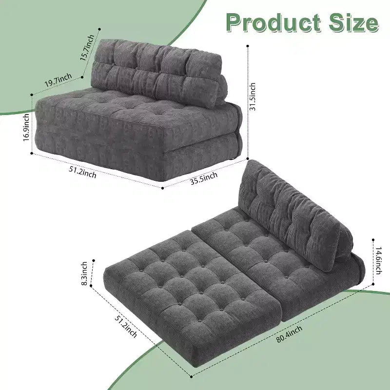 Folding Sofa Bed, Futon Sofa Bed, Futon Sofa Bed Convertible Sleeper Chair, Pillow Foldable Mattress Back Support, Portable Fold Out Couch, Full