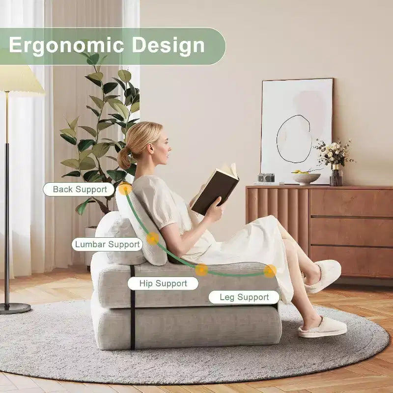 Folding Sofa Bed, Futon Sofa Bed, Futon Sofa Bed Convertible Sleeper Chair, Pillow Foldable Mattress Back Support, Portable Fold Out Couch, Full