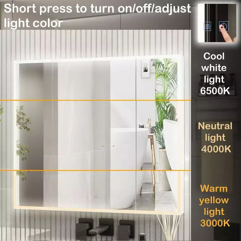 LED Lighted Medicine Cabinet: Defogging Function, Ample StorageAdjustable Lighting Elevate Bathroom Style