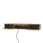 Meuble TV flottant, étagère TV murale avec 16 lumières LED et prise de courant, console murale