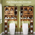 Meuble de rangement WC au-dessus des toilettes avec étagères réglables, organisateur de salle de bain moderne avec porte en verre trempé et étagères ouvertes