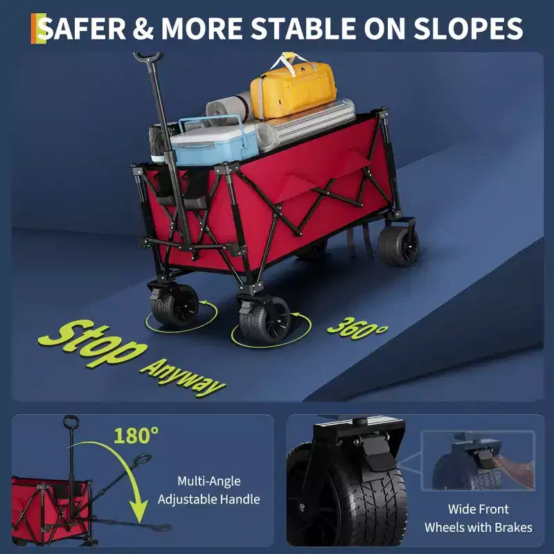 Stroller, Heavy Duty Multi-Purpose Stroller - Foldable Beach Stroller with All-Terrain Wheels and Beach Cup Holder
