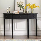 Console avec 3 tiroirs, Console élégante, Table de canapé d'entrée robuste et stable avec façades de tiroirs à rayures verticales