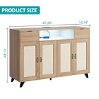 Commode en rotin avec rangement, buffet de style bohème avec cadre en bois pour salon, salle à manger, couloir