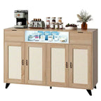 Commode en rotin avec rangement, buffet de style bohème avec cadre en bois pour salon, salle à manger, couloir