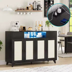COZONY 2-Drawer Rattan Cabinet with Storage, Boho Sideboard Buffet with Wood Frame for Living Room Dining Room Hallway
