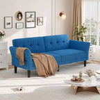 Futon Sofa Bed, Convertible Sofa Bed with Adjustable Backrest and Armrests, Modern Futon Double Sofa Bed for Living Room Bedroom Apartment