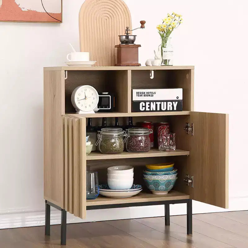 Fluted Panel Door Modern Industrial Buffet Cabinet Sideboard, for Living Room, Dining Room, Hallway