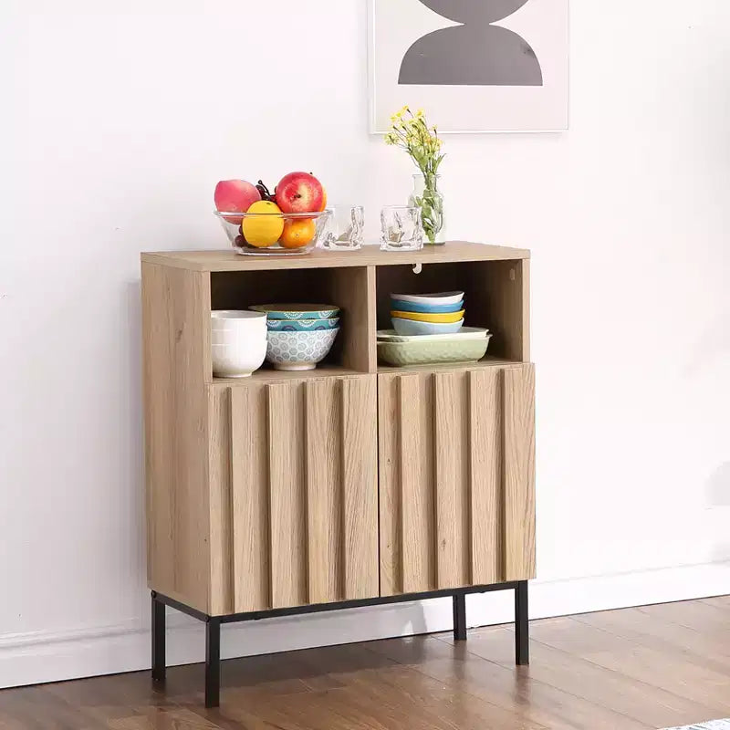Fluted Panel Door Modern Industrial Buffet Cabinet Sideboard, for Living Room, Dining Room, Hallway