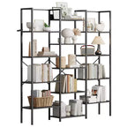 Large 5-Tier Floor-Standing Bookshelf Industrial-Style High-Capacity Bookcase Features 14 Open Display Shelves Ideal for Home and Office Use