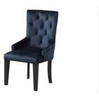 HomeRoots Tufted Dark Blue and Black Upholstered Velvet Dining Parsons Chair