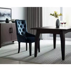 Chaises de salle à manger tapissées en velours bleu foncé et noir