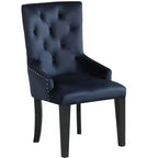 Chaises de salle à manger tapissées en velours bleu foncé et noir