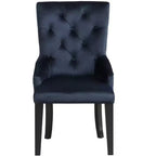 Chaises de salle à manger tapissées en velours bleu foncé et noir