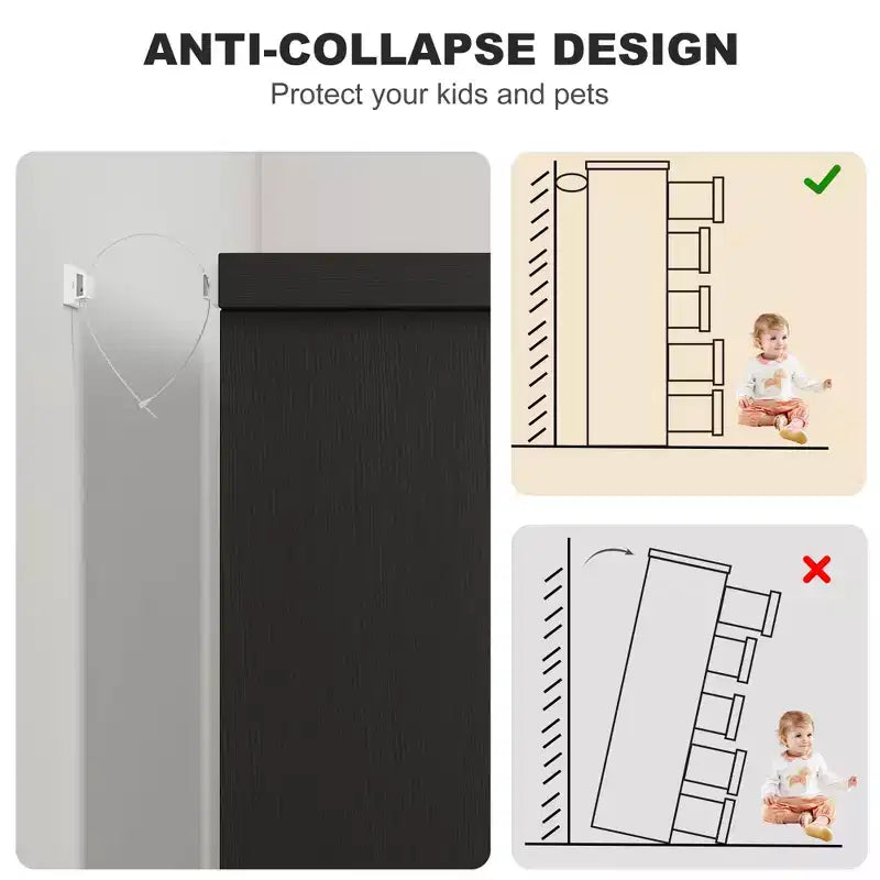 Embedded-handle design five-drawer chest, modern wooden drawer cabinet, space-saving compact storage, suitable for living rooms.