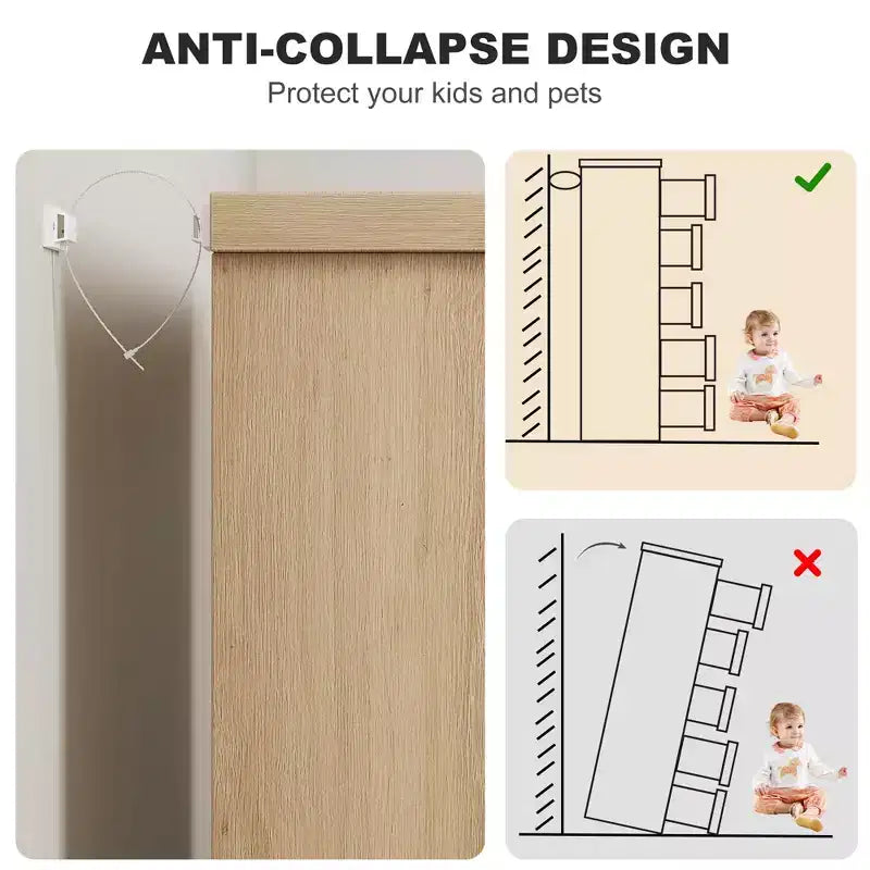 Embedded-handle design five-drawer chest, modern wooden drawer cabinet, space-saving compact storage, suitable for living rooms.