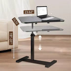 Support pour ordinateur portable mobile pour canapé, table de chevet réglable en hauteur avec plateau inclinable, bureau d'ordinateur portable roulant pour bureau à domicile, chambre à coucher